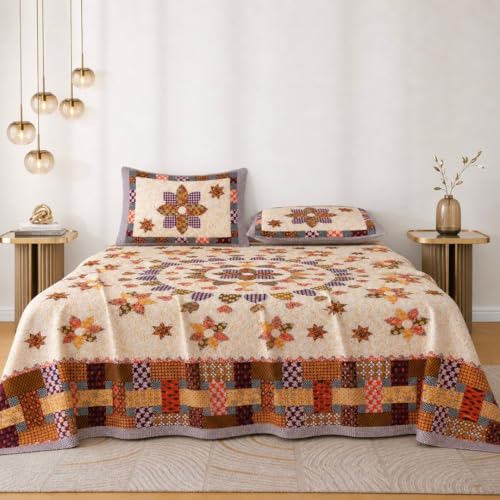 Image of Jaipur Weaves Jaipuri Double Bed Cotton Bedsheet Queen Size 90x100, 144 TC 100% Pure Cotton Bed Sheet with 2 Pillow Covers, Royal Mandala Traditional Print (Mandala Orange)
