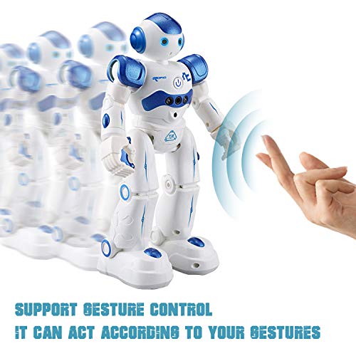 MIBOTE Remote Control Robot Toys for Kids, Smart Gesture Control & RC Remote Control Rechargeable Programmable Robot for Boys Girls Toddler, Walking, Singing, Dancing, Blue
