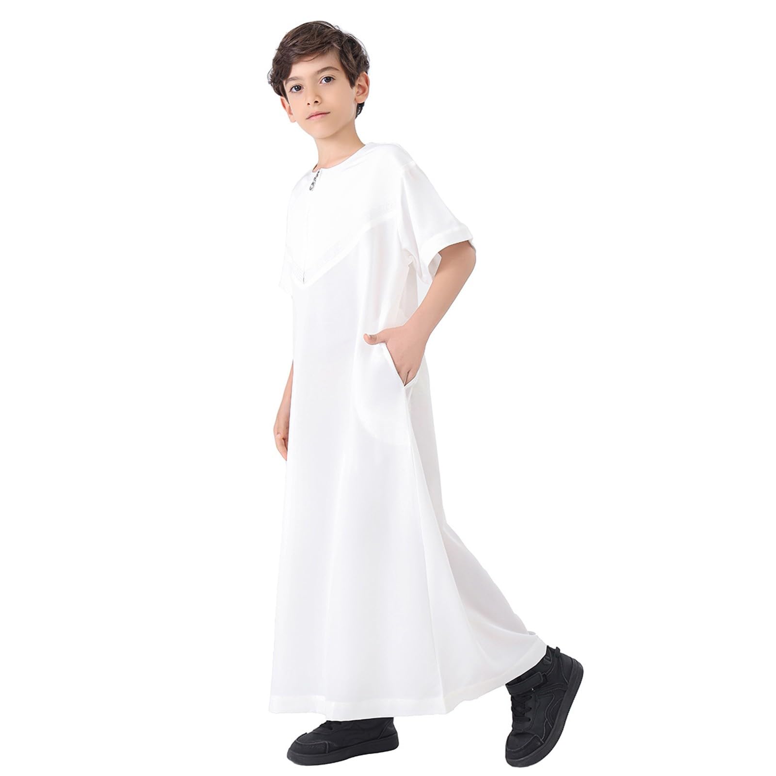 Musulman Enfants Garçons Saudi Thobe Robe Abaya Islamique Arabe Kandoura