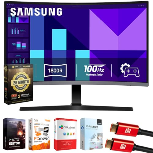 Samsung 27' S3 (S39GD) FHD 100Hz Curved Monitor with Speakers LS27D396GANXZA Bundle with Elite Suite 18, 2X HDMI Cable and Deco Gear CPS Exclusive 26 Month Protection Pack (BEACH-CPS-26M250)