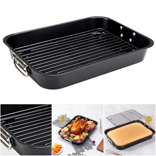 Plaque de cuisson antiadhésive avec grille amovible pour plat de cuisson rectangulaire