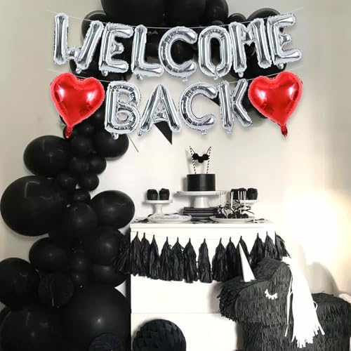 Image of TONIFUL 16 Inch Silver WELCOME BACK Foil Letter Balloons Banner Decoration