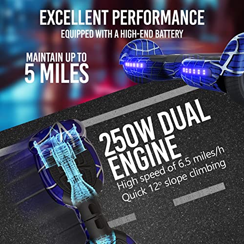 Outchoo Hoverboard With Spider Gift Box, Built-In Bluetooth Speaker, 6.5" Led Wheels & Headlight Self Balancing Scooter, Ul2272 Safety Certified (Blue) #TOP5