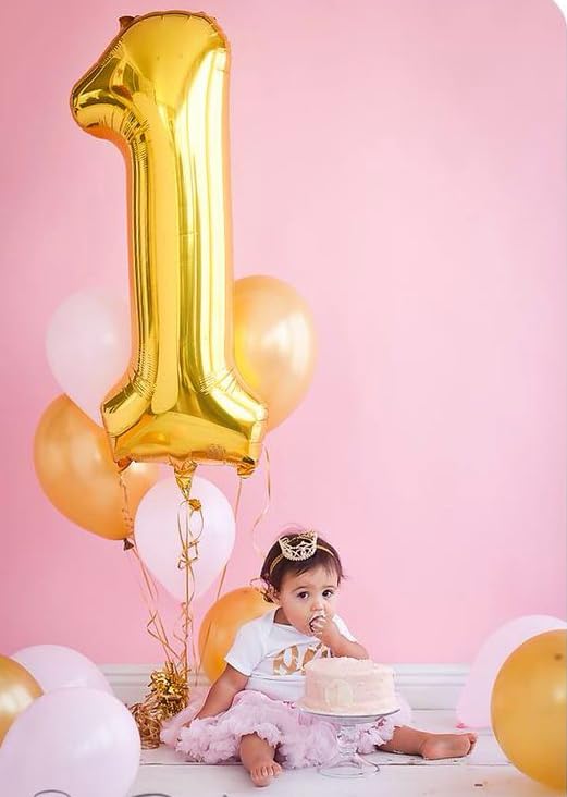 Image of Gold Number 25 Balloon 40 inch, 25 Number Balloons, 25th Gold Birthday Decorations, 25 Year Old Women Men Golden Party Supplies