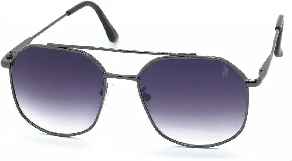 Óculos de Sol Aviador Casual Unissex Polo London Club, feito em Metal Stainless Steel e lente em Policarbonato com Proteção UV400 Kit contém Case Couro ECO Ref VT5805