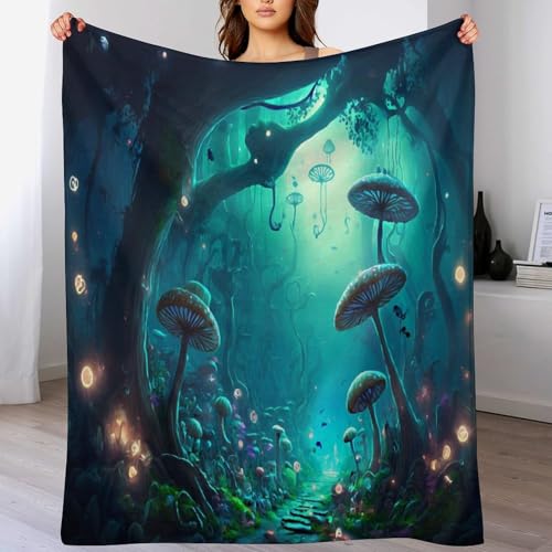 Couverture en flanelle super doux motif champignon nid douillet