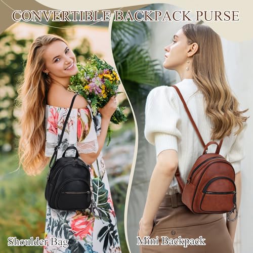 VX VONXURY Rucksack Damen Klein, Pu Leder Cityrucksack 2 in 1 Mini Schultaschen Elegant Damen-Rucksackhandtaschen – Bild 3