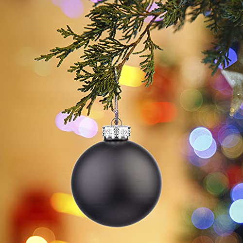 Suixing Christmas Glass Balls Multi Colors Included With Loop Set Festival Home Party Decors Xmas Tree Hanging Pendant 14Pc 2.2In Black #TOP4