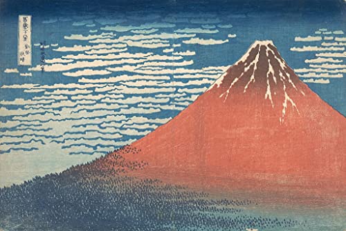 Pintura en lienzo del monte Red Fuji por Hokusai de 60x90cm