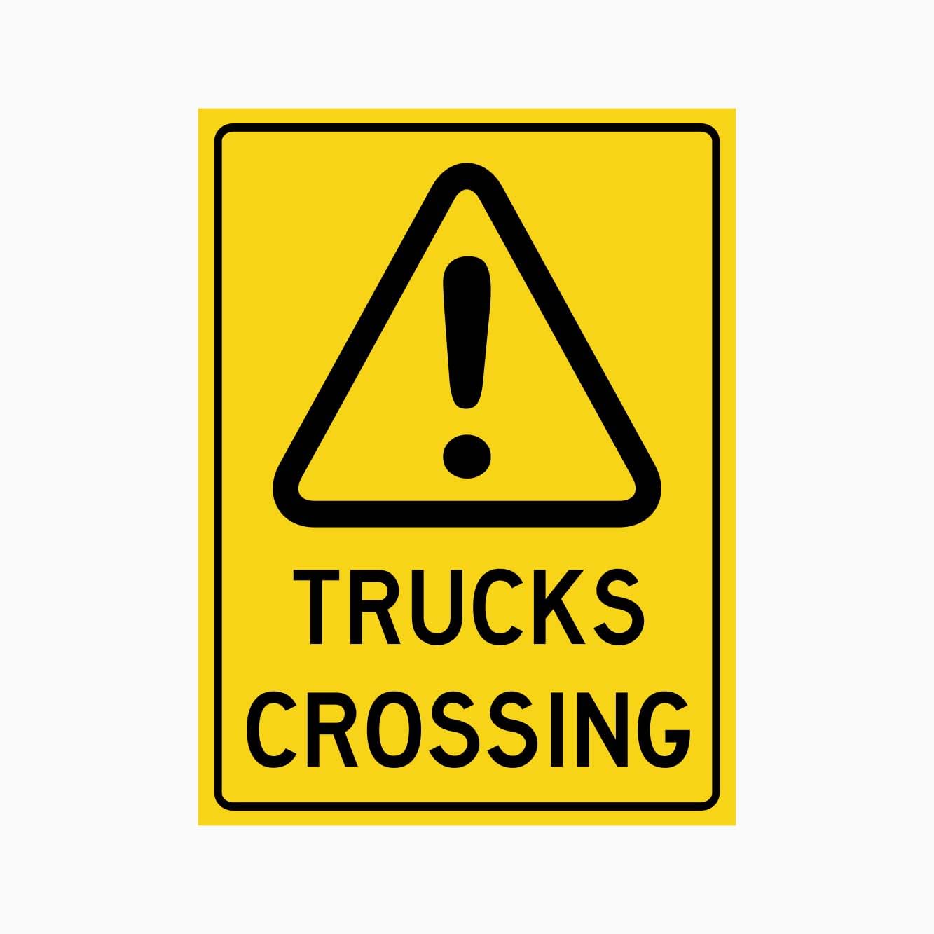 WARNING TRUCKS CROSSING Sign Workplace Metal Tin Sign 8 x 12 inch for Industrial & Commercial Series