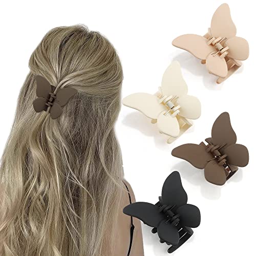 ATODEN Matte Butterfly Claw Clips 4-Pack (Neutral)