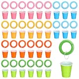 30 Pcs Multi Colors Shot Cups with Wristband for Party 2oz Plastic Shot Glasses Disposable Mini Shot Glasses Bulk with Wrist Coil 2oz Solo Cups for Festival Birthday Favor Carnival Party Supplies