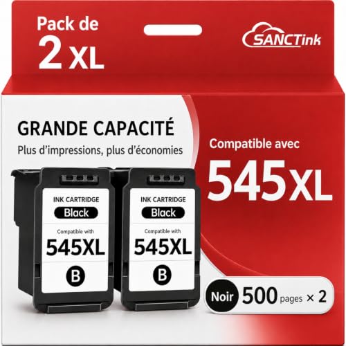 Cartouches d'encre PG-545XL noir haute capacité de 500 pages pour imprimante Canon Pixma TS3350
