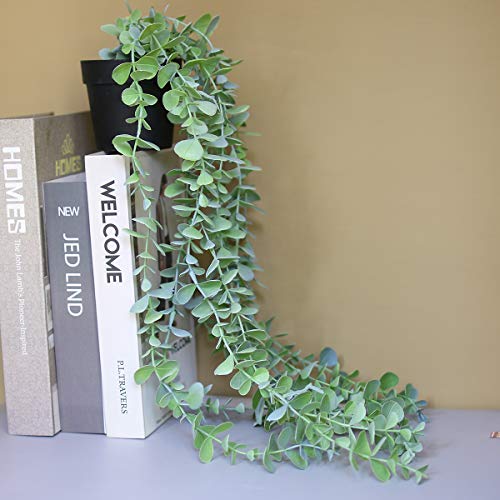 Otartu Faux Plants Artificial Eucalyptus Vine,Fake Ivy Potted Hanging Eucalyptus Greenery Vines In Black Pot For Home Indoor Outdoor Décor #TOP5