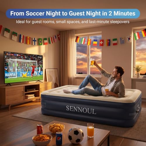 Image of SENNOUL Twin Air Mattress Built in Pump, 18 inch Raised Blow up Bed,650lb