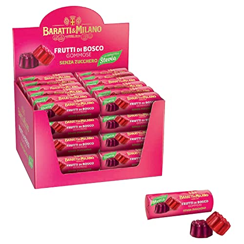 24 STICK CARAMELLE LIQUIRIZIA MORA FRUTTI DI BOSCO STEVIA BARATTI & MILANO 19g