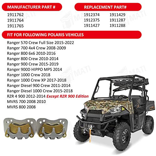 Image of M MATI Rear Left Right Brake Calipers for Polaris Ranger 570 700 800 6x6 900 1000 Crew Diesel RZR 4 900 MVRS 700 800 1911762 1911764 1911765