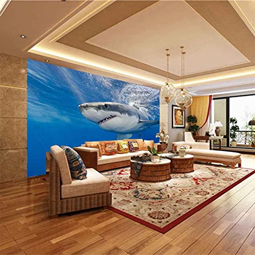 Papier peint 3D requin bleu autocollant pour masquer un mur nu