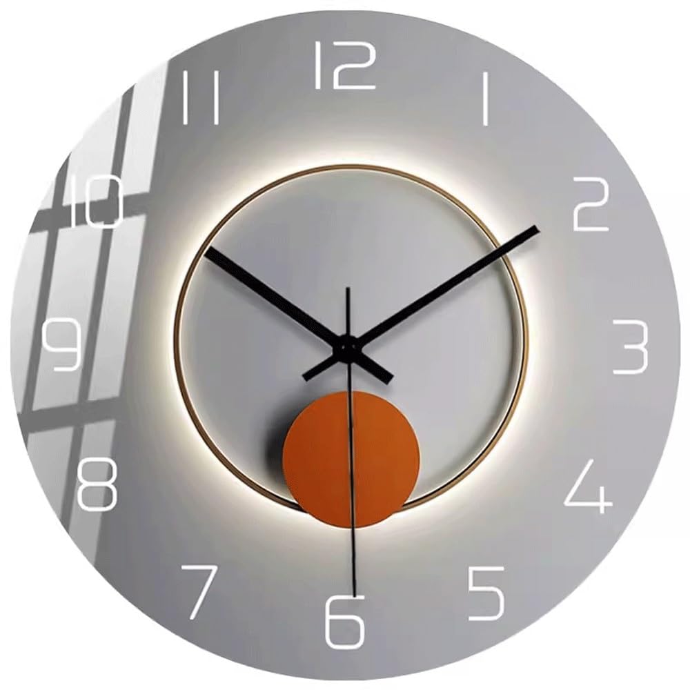 J9V4G6S3B5 Analogue Wall Clock Clock and Wall for Living Room, Home, Fashion, Dining, Simple and Silent Quartz, Suitable for, Study, Bedroom, Office for Room Decoration(Gris,14inch)