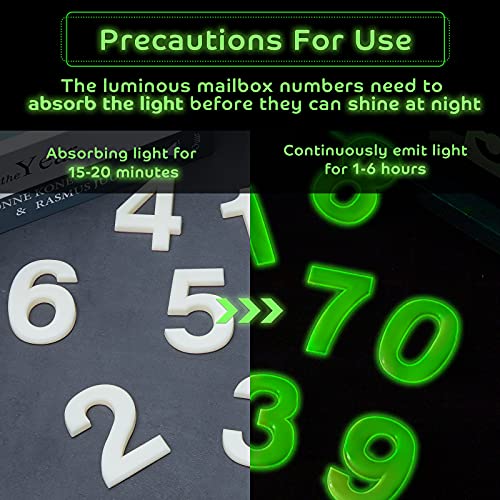 Image of 20 Pieces House Numbers Mailbox Numbers 0-9, 3D Door Address Numbers Self Adhesive Mailbox Numbers Sticker or House, Apartment, Office, Hotel Room, Mailbox Signs (Glowing Color,2.76 Inch)