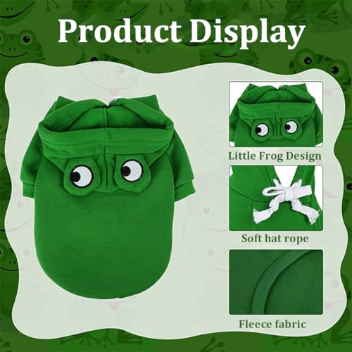 Frosch Form Haustierkostüm, Niedlicher Frosch Form Pullover, Hundekostüme Für Haustiere, Hunde Hoodie, Winter Grün Hundekleidung, für Halloween Cosplay, Geeignet für 6–9 Pfund, Grün, M