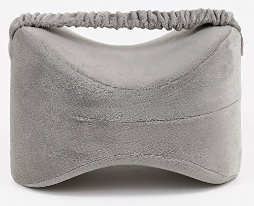 Tektrum Orthopedic Knee Pillow For Sciatica Relief, Back Pain, Leg Pain, Hip Pain, Joint Pain, Pregnancy, Spine Alignment - Memory Foam Wedge Contour With Washable Cover And Leg Strap, Grey Color #TOP1