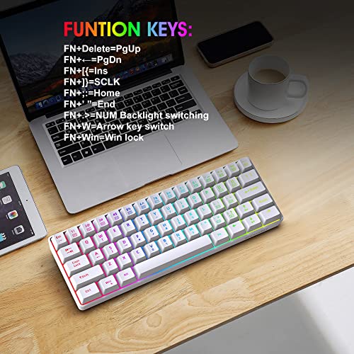 Snpurdiri 60% Gaming Keyboard,Rgb Compact Small Wired Office Membrane Keyboard For Windows Laptop Pc Mac - White #TOP3