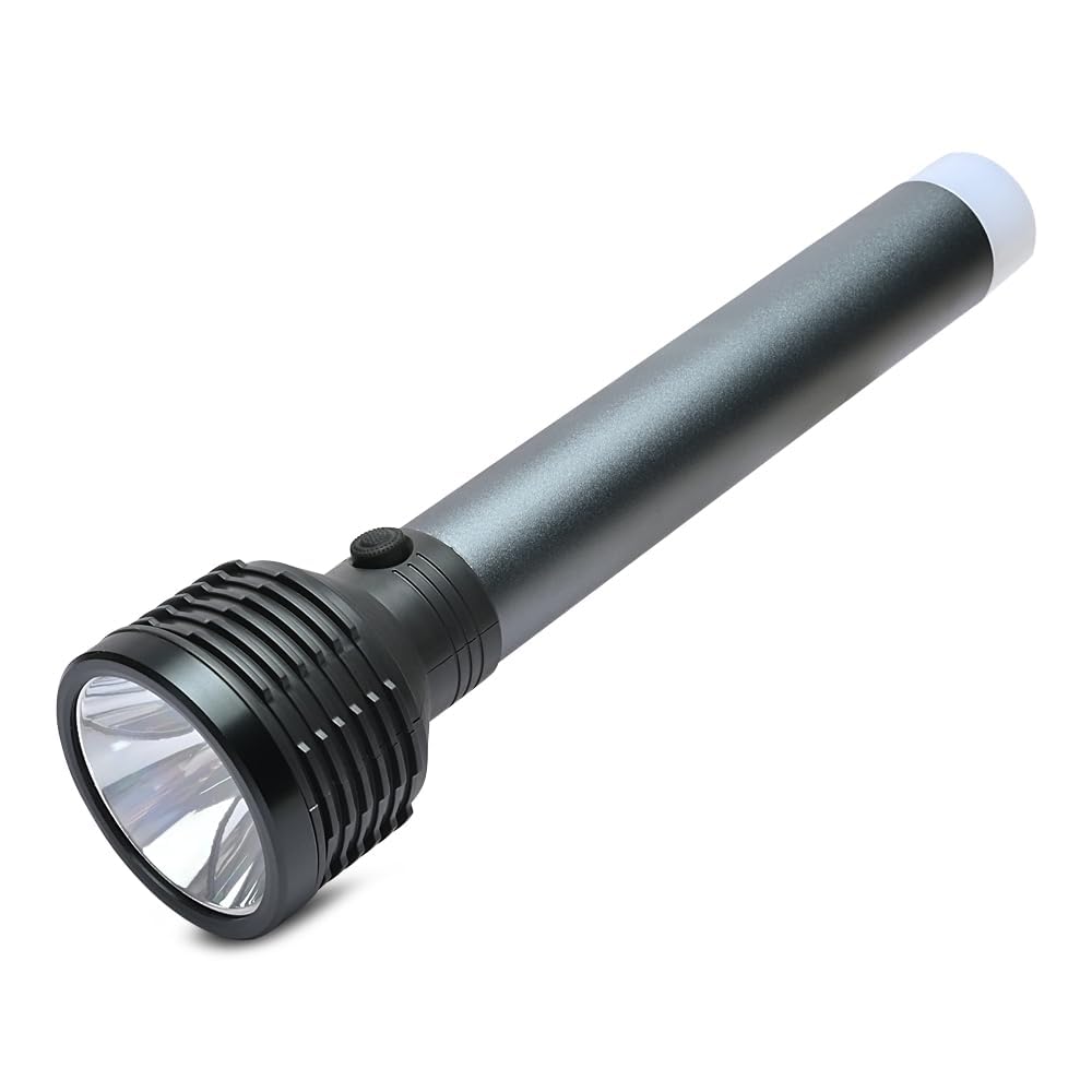 metal body torch light rechargeable high power long distance led 50w laser led torch light long range 700 to 1000 meter up to 1 km 2in1 function with charger & aluminium body rl 9051 b