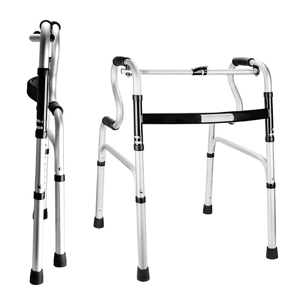 Andador Plegable con Ruedas y Asiento Acolchado - Ayuda de Movilidad Ajustable para Personas Mayores y usuarios bariátricos - Estructura Ligera y Apta para Ducha