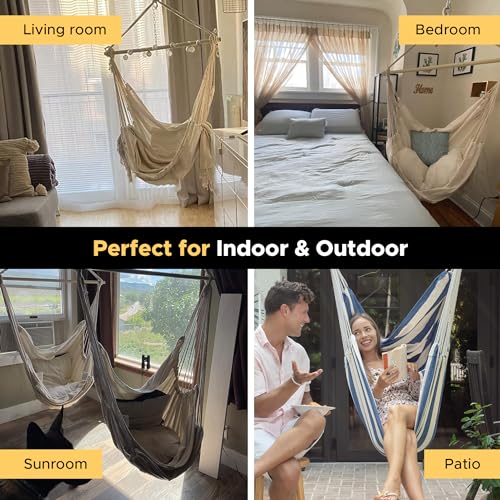Image of ADVOKAIR Hammock Chair Large 70.9 inchx47.2 inch, 32% Bigger XXL Hanging Swing Chair with 500lbs Capacity, Heavy Duty Steel Spreader Bar, Extra Roomy Comfort for Adult Indoor Outdoor Bedroom Patio