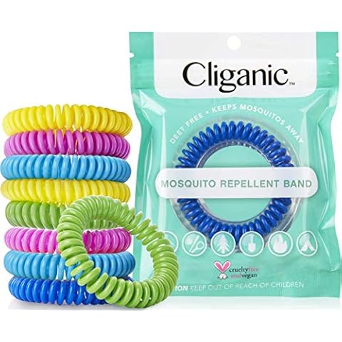Cliganic 10 Pack Mosquito Repellent Bracelets, 100% Natural | Bug & Insect Protection, Waterproof DEET-FREE Band | Pest Control for Kids & Adults Cover
