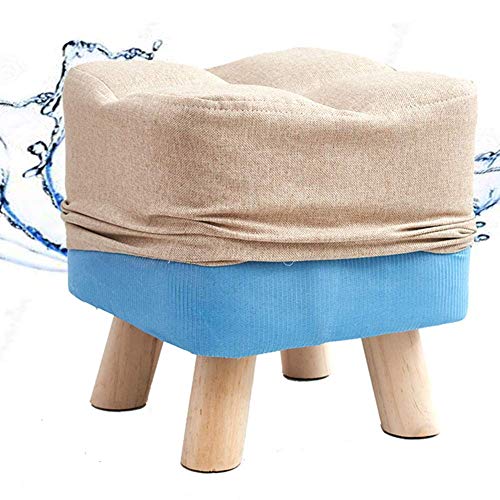 Tabouret de canapé en bois massif naturel et tissu rembourré