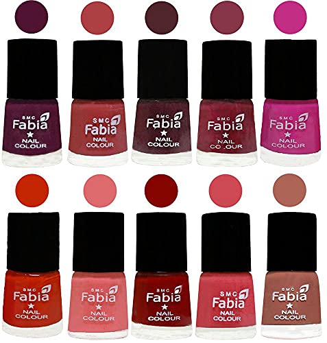 Image of ALL IN ONE (PACK OF 10), Long Lasting Glossy Nail Polish, 6 ml Each, All Vibrant Colours,02219