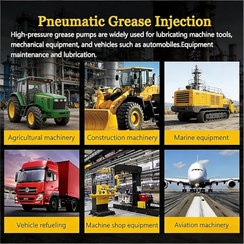 Bomba de grasa neumática para bidones de 55 galones, bomba de grasa neumática con tubo de 16 pies, tapa para bidón, placa seguidora, pistola de engrase, bomba de grasa portátil