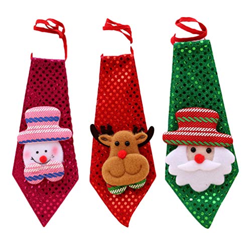 KESYOO 3 Pcs Gravatas de Natal Gravatas de Lantejoulas Infantis Papai Noel Boneco de Neve Gravatas d