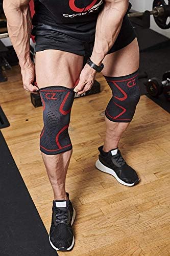 Knee Compression Sleeve Support for Running, Lifting, Gym, Exercise (Pair) | COREZONE | Mens 3D Knee Compression Sleeve for Total Comfort | Reduce Inflammation, Stiffness | Heated (X-Large)