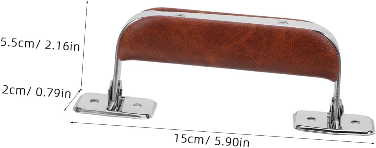 2pcs Vintage Pu Leather Luggage Handles Replacement for Suitcase and Musical Instrument Case, Ergonomic Pull Grip with Iron Frame, Sturdy Wear-Resistant Handles for Travel Use