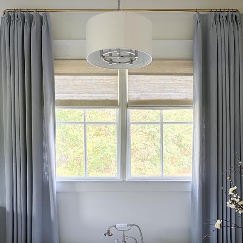 Image of TWOPAGES Customized Cordless Roman Window Shade No Drill Roman Shade Blackout Light Filtering Ramie Roman Blind for Indoor Windows, 1 Piece, Wall White