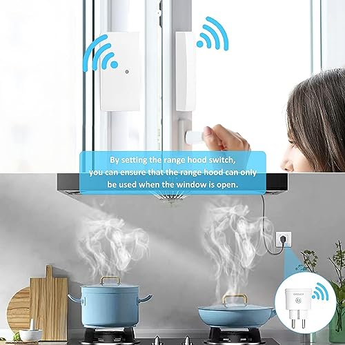GreenSun Fensterkontaktschalter Dunstabzugshaube - Fensterkontaktschalter, Fensterschalter Dunstabzugshaube, Fensterkontakt Funk Abluftsteuerung für Kamin, Dunstabzugshaube, Garage