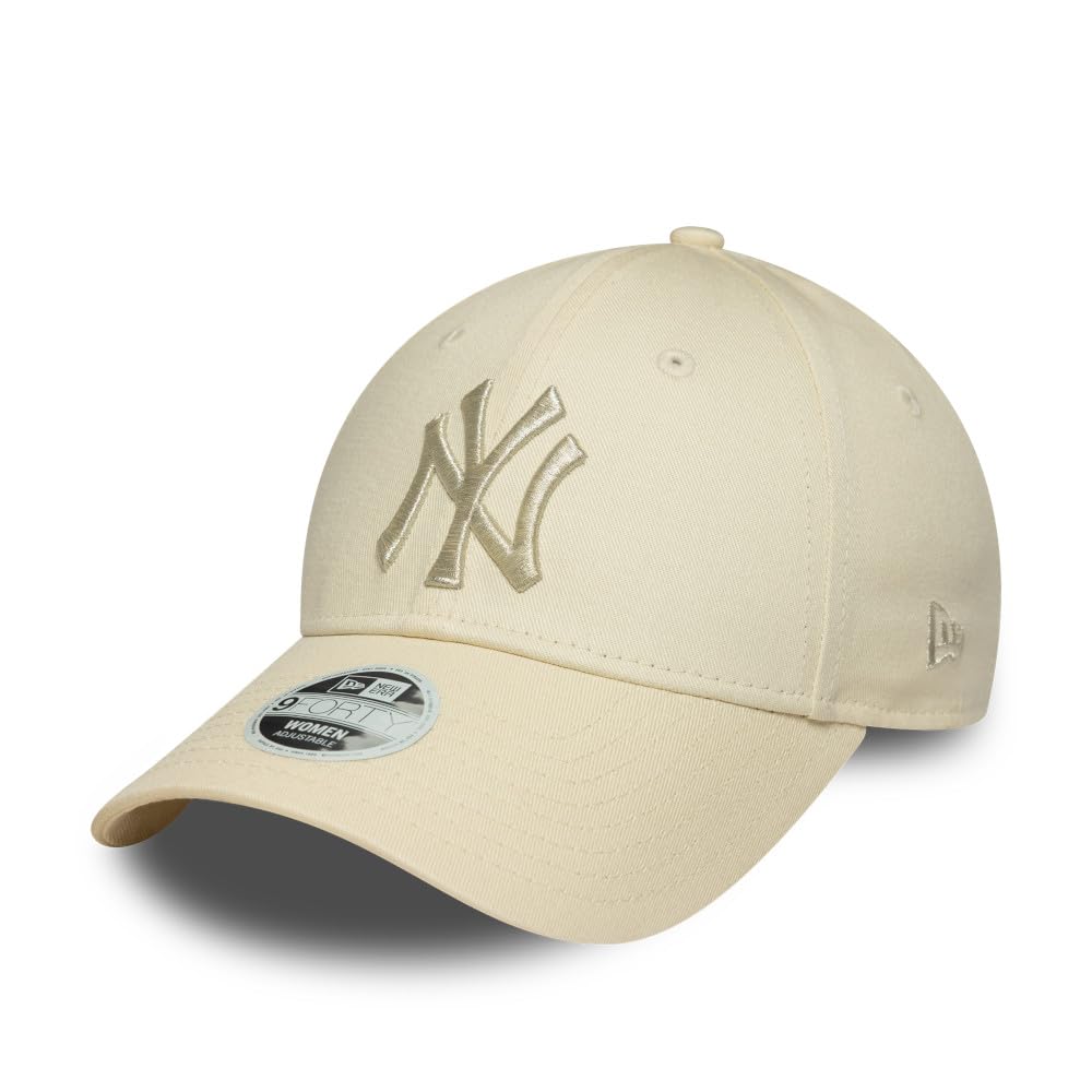New Era 9FORTY Gorra de béisbol de los Yankees de Nueva York para mujer - Crema claro - Talla única