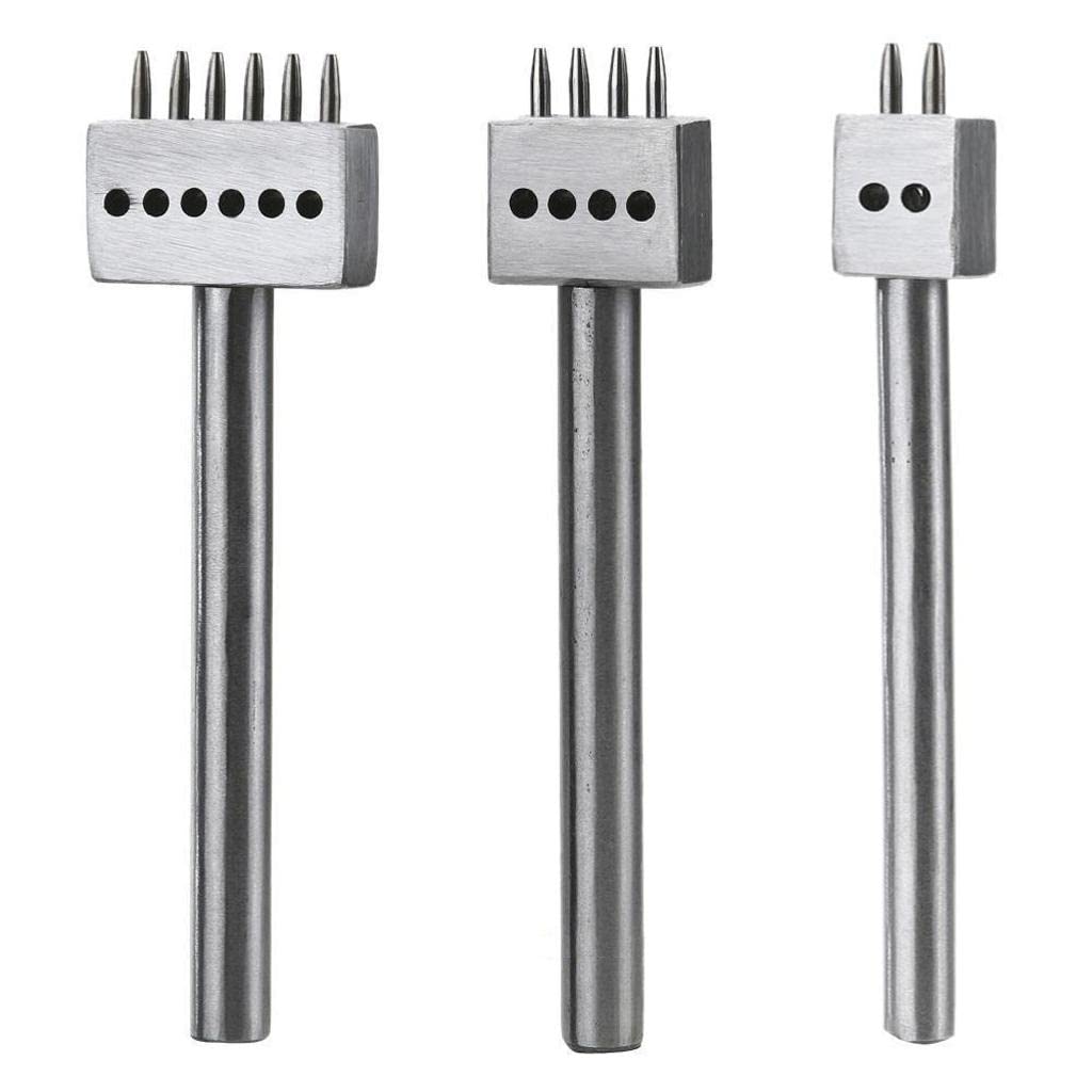 UJEAVETTE Leather Craft Row Hole Punch Cutter Tool Stitching DIY 8mm Space 4 Prong 4
