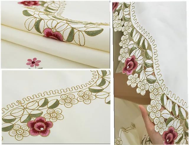Image of MONKDECOR Floral Cutwork Design Dining Table Runner (Size-15x70 Inches) - Satin EMB-02