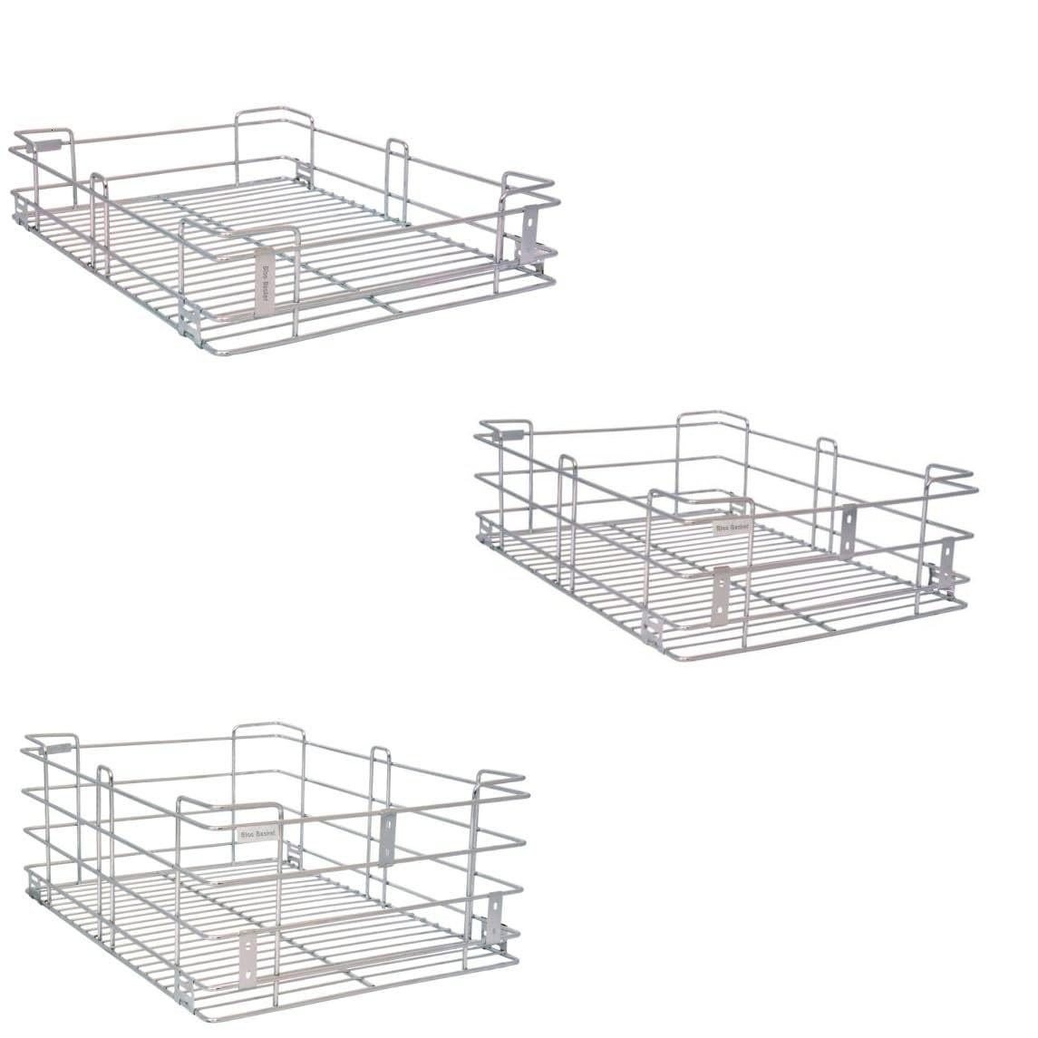 BLOO BASKET 202 Stainless Steel Modular Kitchen Basket Rectangular Sheet Wire Size 4" Plain/ 6" Plain/ 8" Plain Set of 3 (WITHOUT CHANNEL, 21 INCH WIDTH * 20 INCH DEPTH) (B07M9XT2QS) Amazon Price History, Amazon Price Tracker