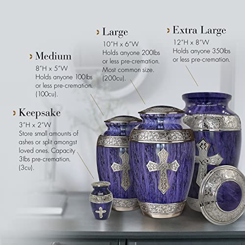 Image of Purple Love of Christ Cremation Urn for Ashes for Women - Personalized Cremation Urns for Human Ashes Adult Female Decorative Urns - Beautifully Handcrafted Cross Urn