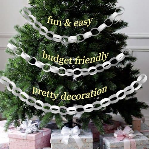 Image of Origami Joy 300 White Paper Chain Strips for Crafting. No Glue or Tape Needed. Kid Friendly & Family Fun. Yields Over 50 Feet of Paper Chains for Party or Classroom Decorations (White)