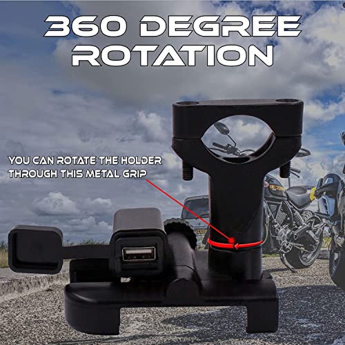 Image of DCZ Full Metal Body Bike & Scooty360 Degree Rotating Mobile Holder Stand for Bike, Scooty,Bicycle | Anti-Vibration /Shake Pads | Mobiles Size Upto 6.5 inch Inch - Random Colors (CNC METEL)