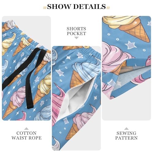Men's Pajama Shorts Kawaii Ice Cream Star Sleep Shorts for Men Pj Bottom Lounge Pants with Pockets4