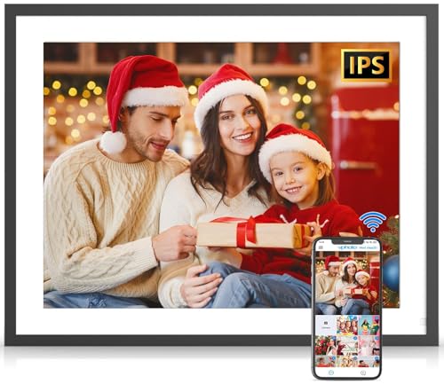 Large Digital Picture Frame 17" Digital Photo Frame - 1280x 960 IPS Touch Screen, Motion Sensor, Auto-Rotate, Wall Mounted, Share Photos/Videos via App Email, Free Cloud, for Mom Dad