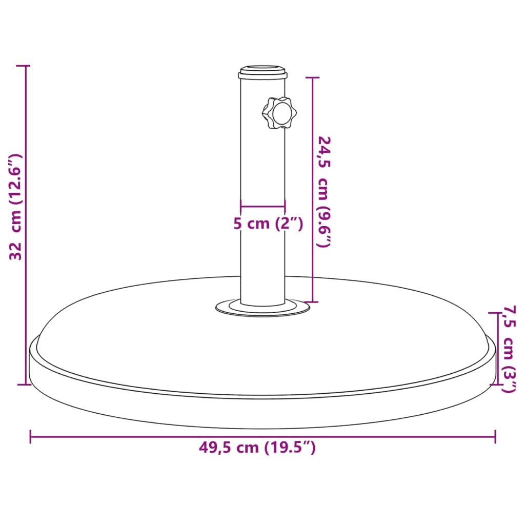 Okrągły stojak na parasole 25 kg wypełniony betonem, podstawa do parasola przeciwsłonecznego z 3 adapterami do masztu Ø 32/35/38 mm, uchwyt mocujący do stabilnego mocowania