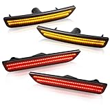 NDRUSH Front Amber LED Side Marker Lights Rear Red Bumper Sidemarker Lamps Reflectors Compatible wit
